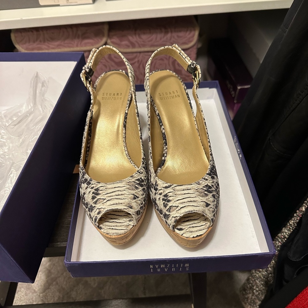 Stuart Weitzman snake print wedge